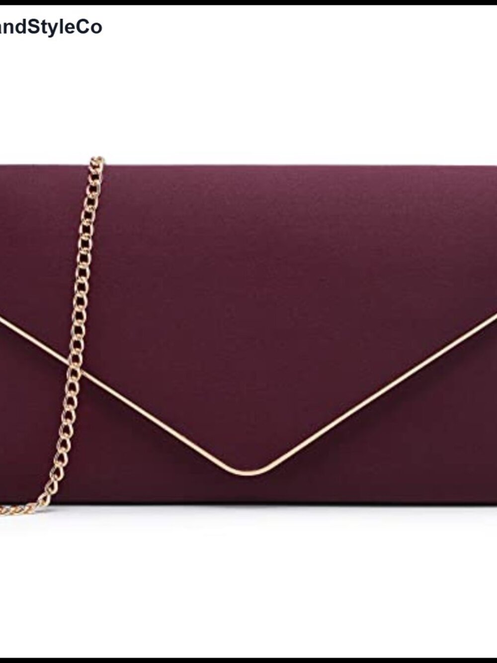 Faux Suede Evening Bag Clutch Purse with Gold Chain Strap